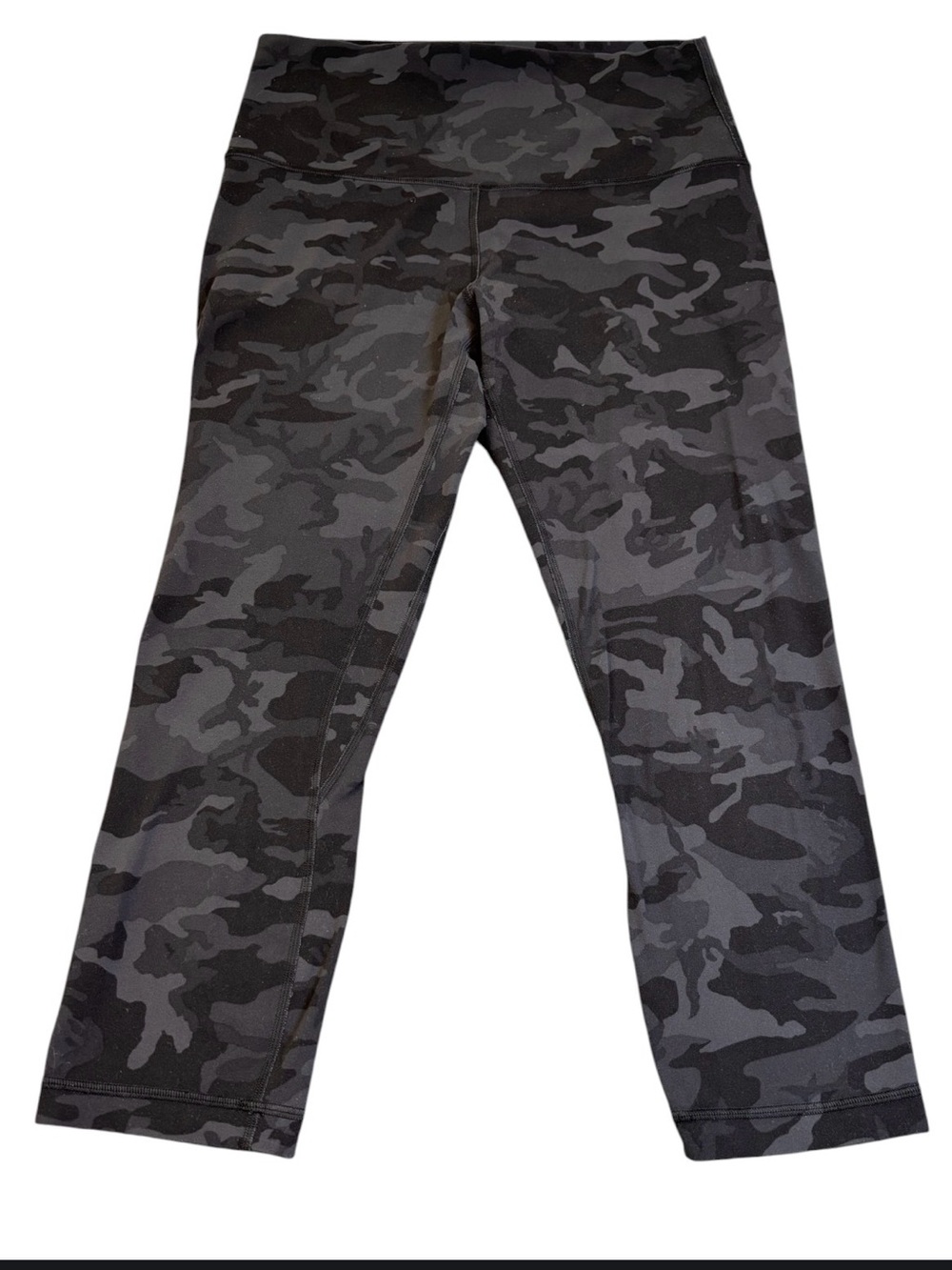 Lululemon Camo Crop Leggings Size 8 Incognito Grey Black High Rise 21" GUC